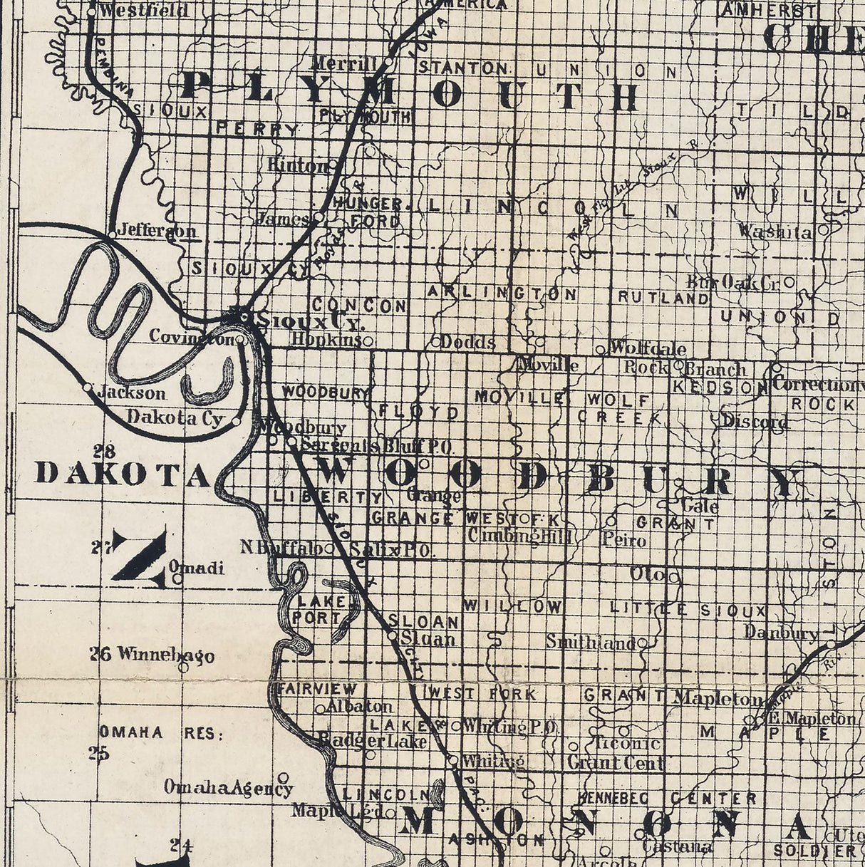 1872 Railroad Map of Iowa