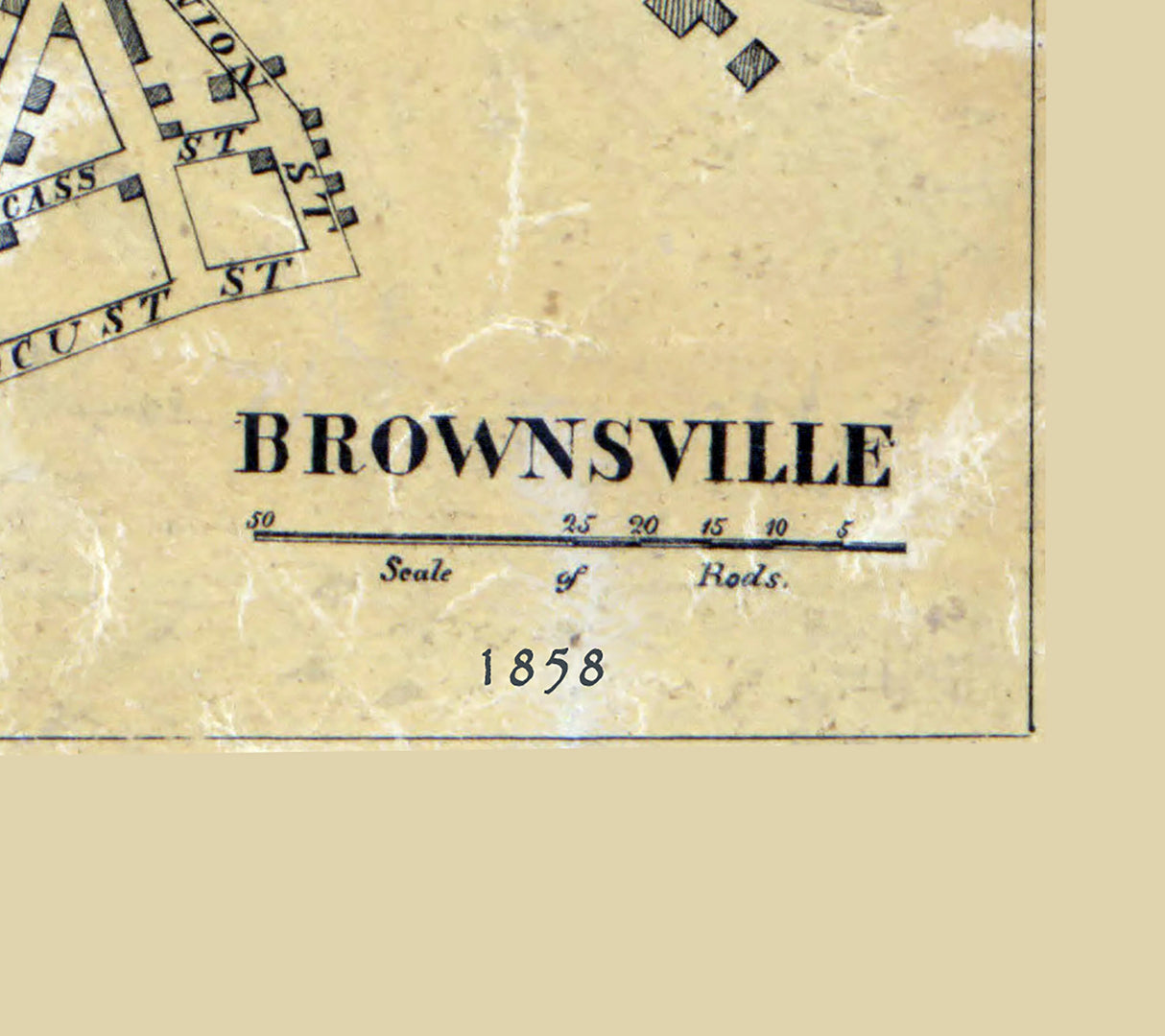 1858 Town Map of Bridgeporte and Brownsville Fayette County Pa