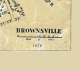1858 Town Map of Bridgeporte and Brownsville Fayette County Pa