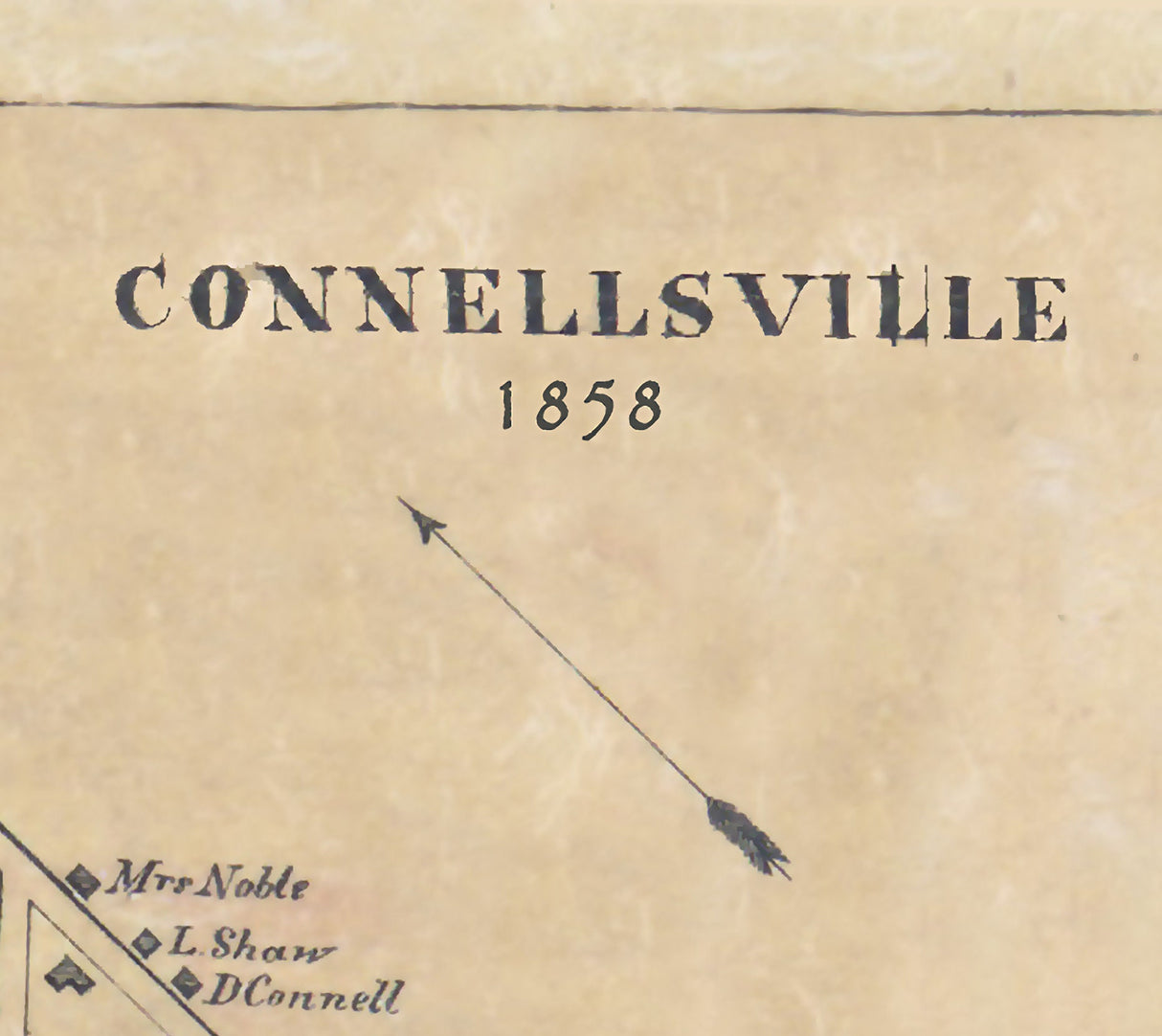 1858 Town Map of Connellsville Fayette County Pa