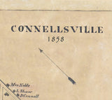 1858 Town Map of Connellsville Fayette County Pa