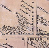 1858 Town Map of Smithfield Fayette County Pa