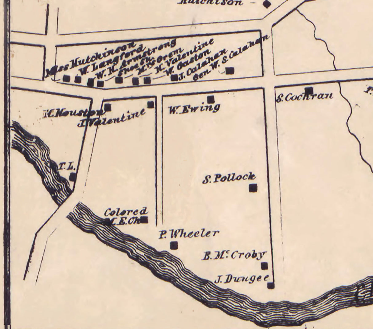 1861 Town Map of Cannonsburg Washington County Pennsylvania