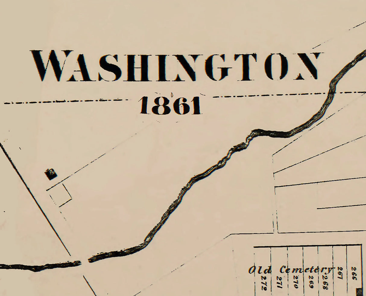1861 Town Map of Washington Washington County Pennsylvania