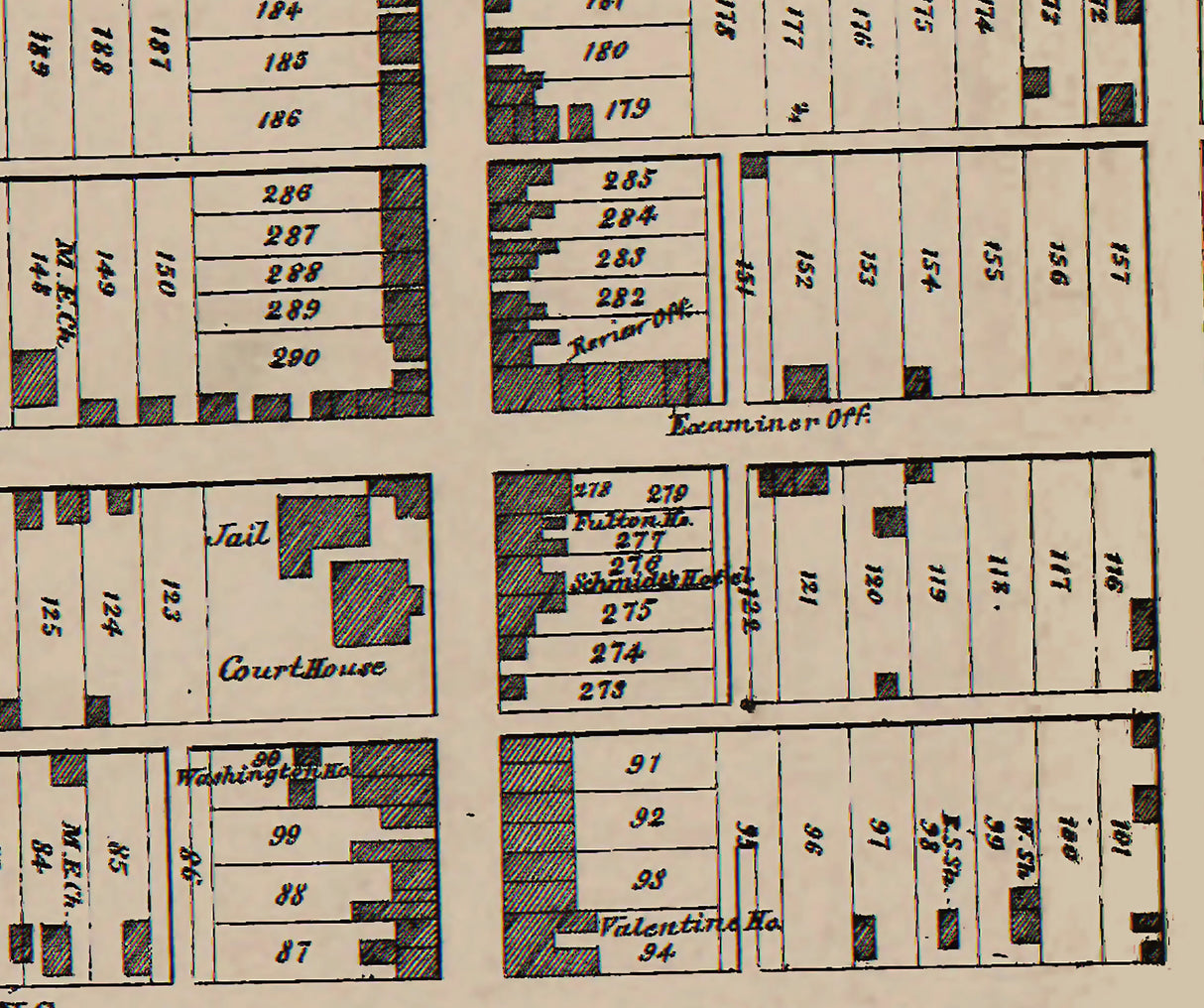 1861 Town Map of Washington Washington County Pennsylvania