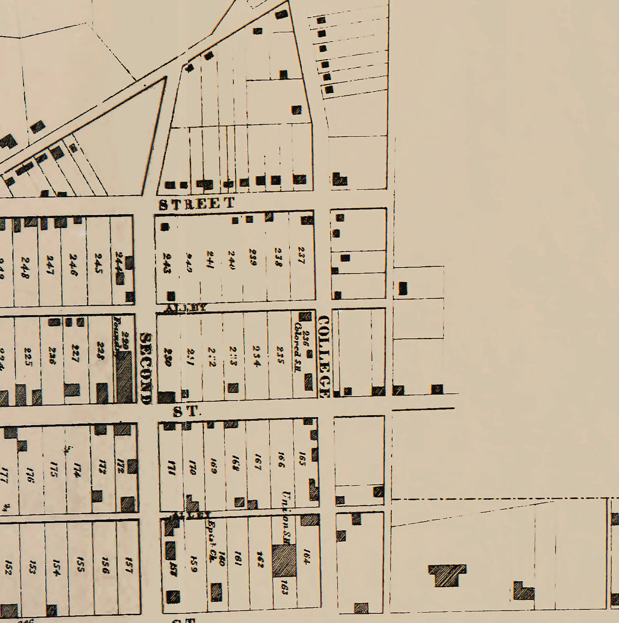 1861 Town Map of Washington Washington County Pennsylvania
