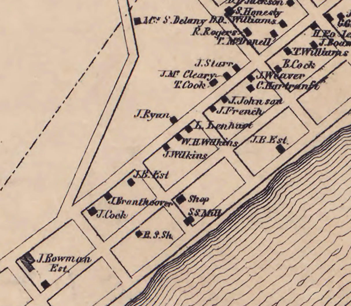 1861 Town Map of West Brownsville Washington County Pennsylvania