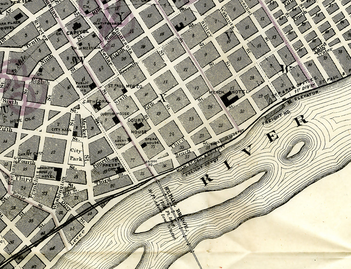 1869 Map of Saint Paul Minnesota