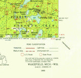 1955 Topo Map of Wakefield Michigan Quadrangle