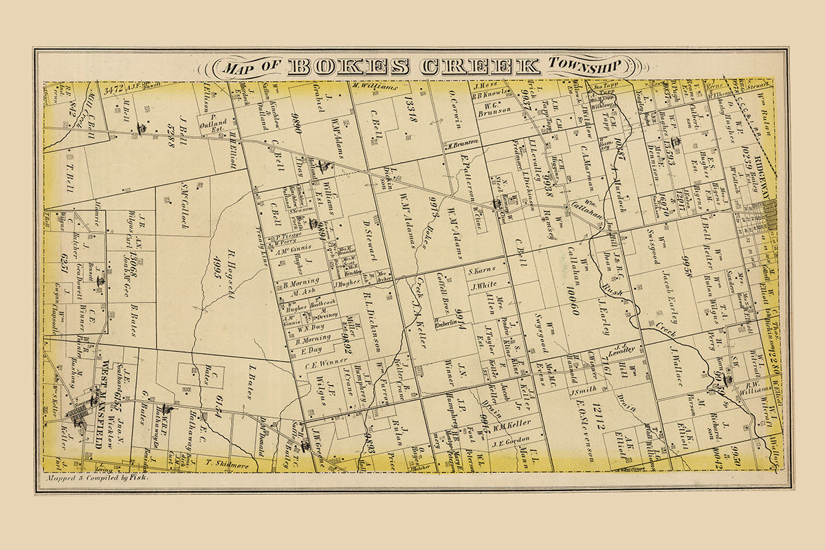 1875 Map of Bokes Creek Township Logan County Ohio