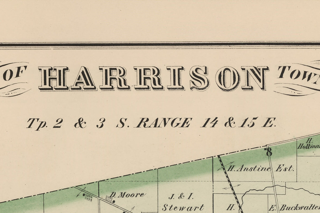 1875 Map of Harrison Township Logan County Ohio