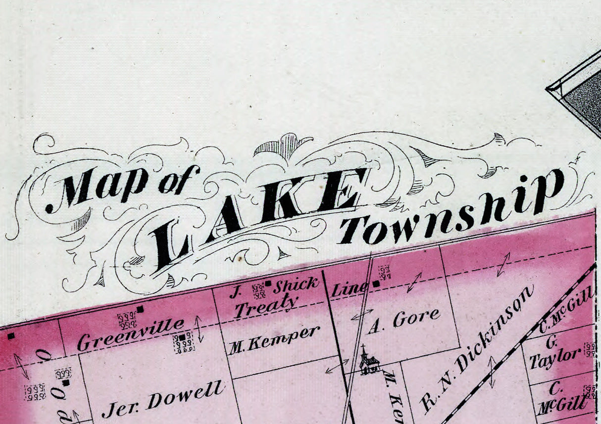 1875 Map of Lake Township Logan County Ohio