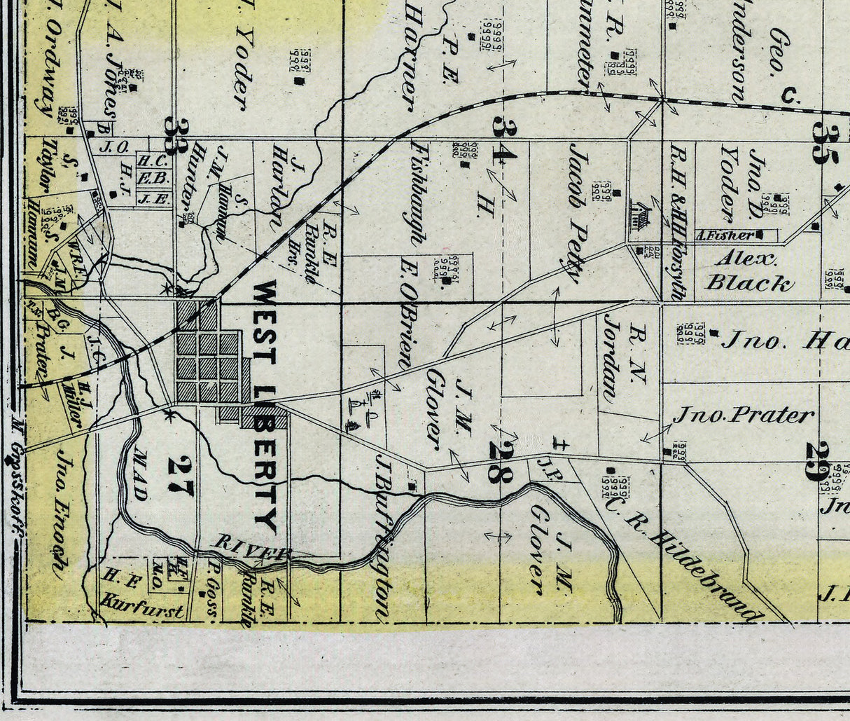 1875 Map of Liberty Township Logan County Ohio