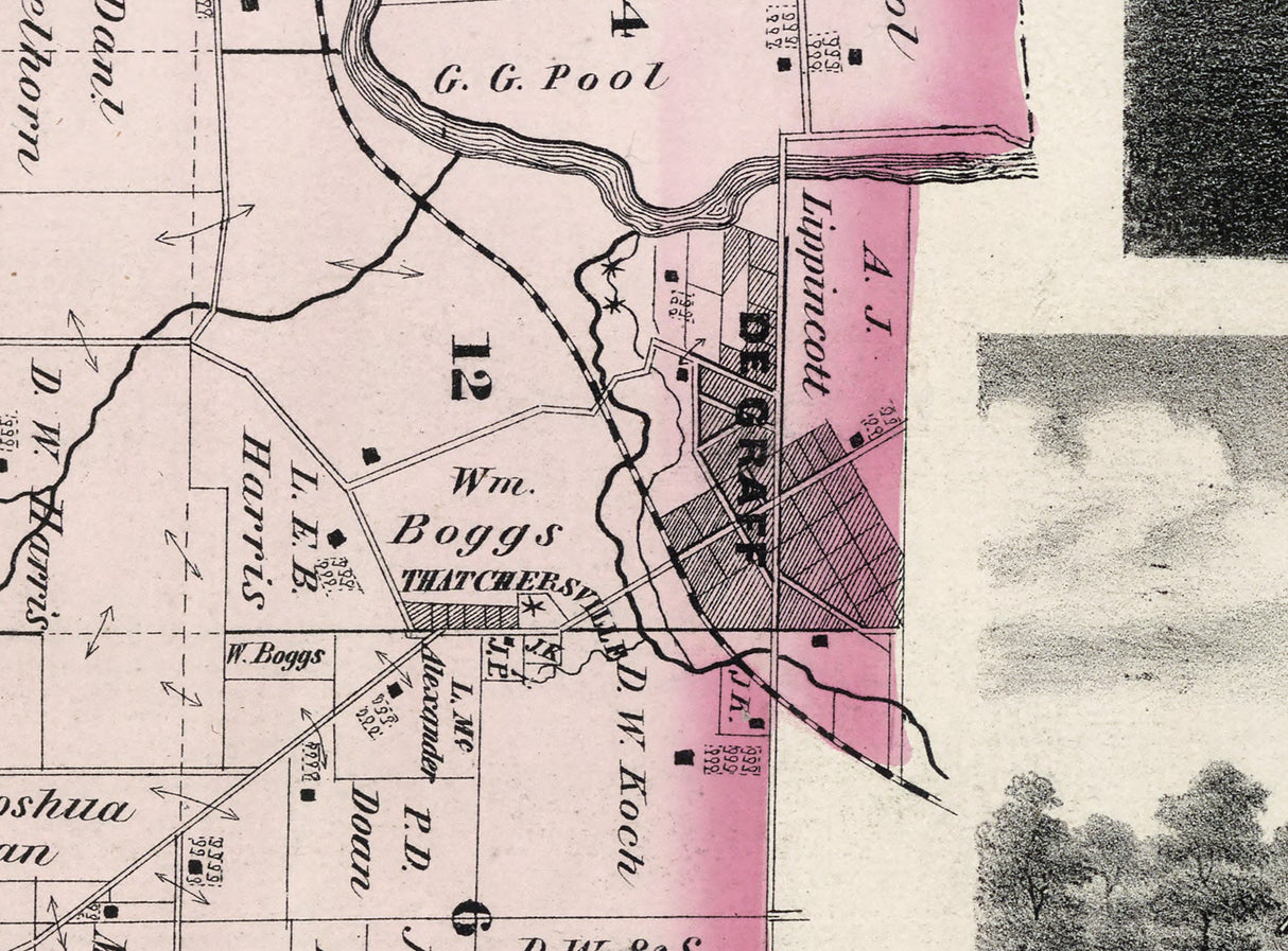 1875 Map of Miami Township Logan County Ohio