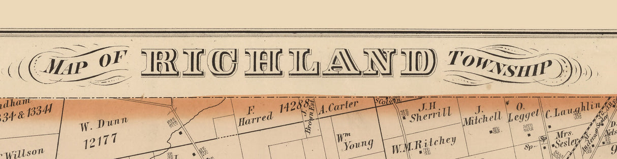 1875 Map of Richland Township Logan County Ohio