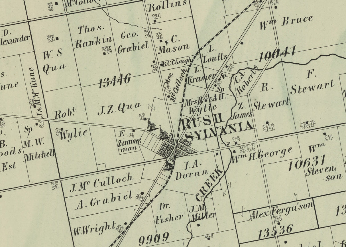 1875 Map of Rush Creek Township Logan County Ohio