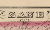 1875 Map of Zane Township Logan County Ohio