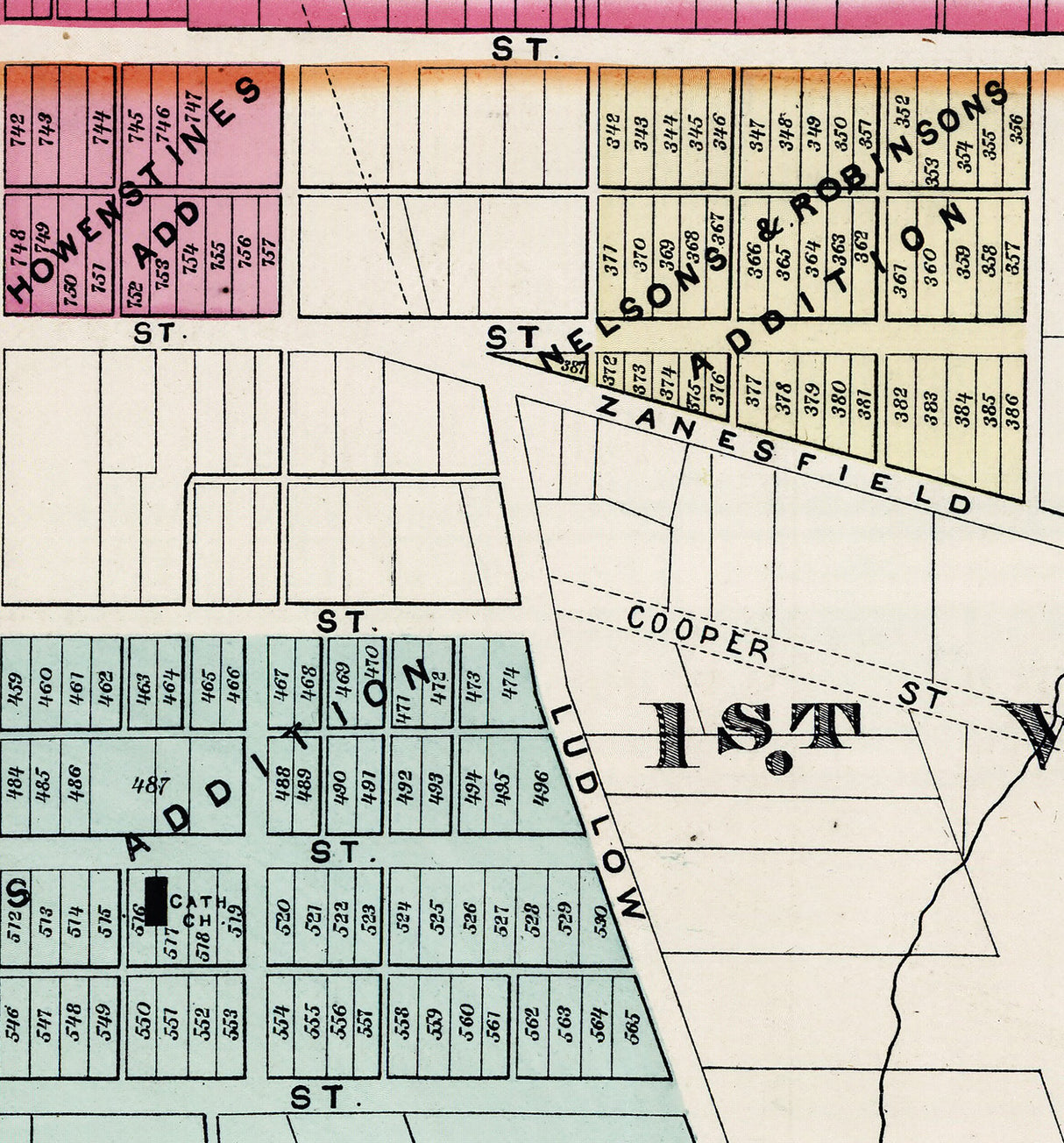 1875 Town Map of Bellefontaine Logan County Ohio