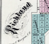 1875 Town Map of De Graff Richland Huntsville Zanesfield Logan County Ohio