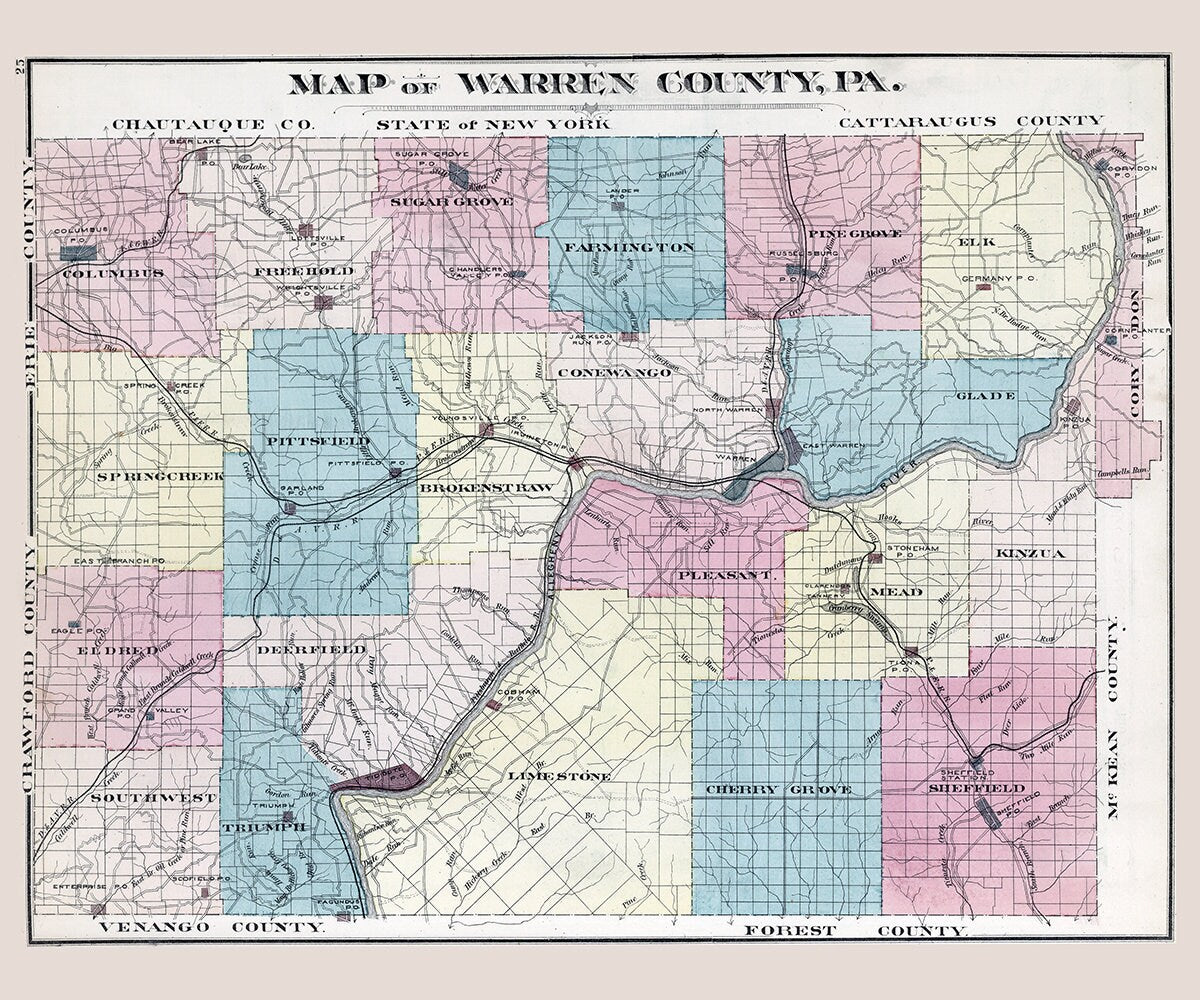 1878 Map of Warren County Pennsylvania