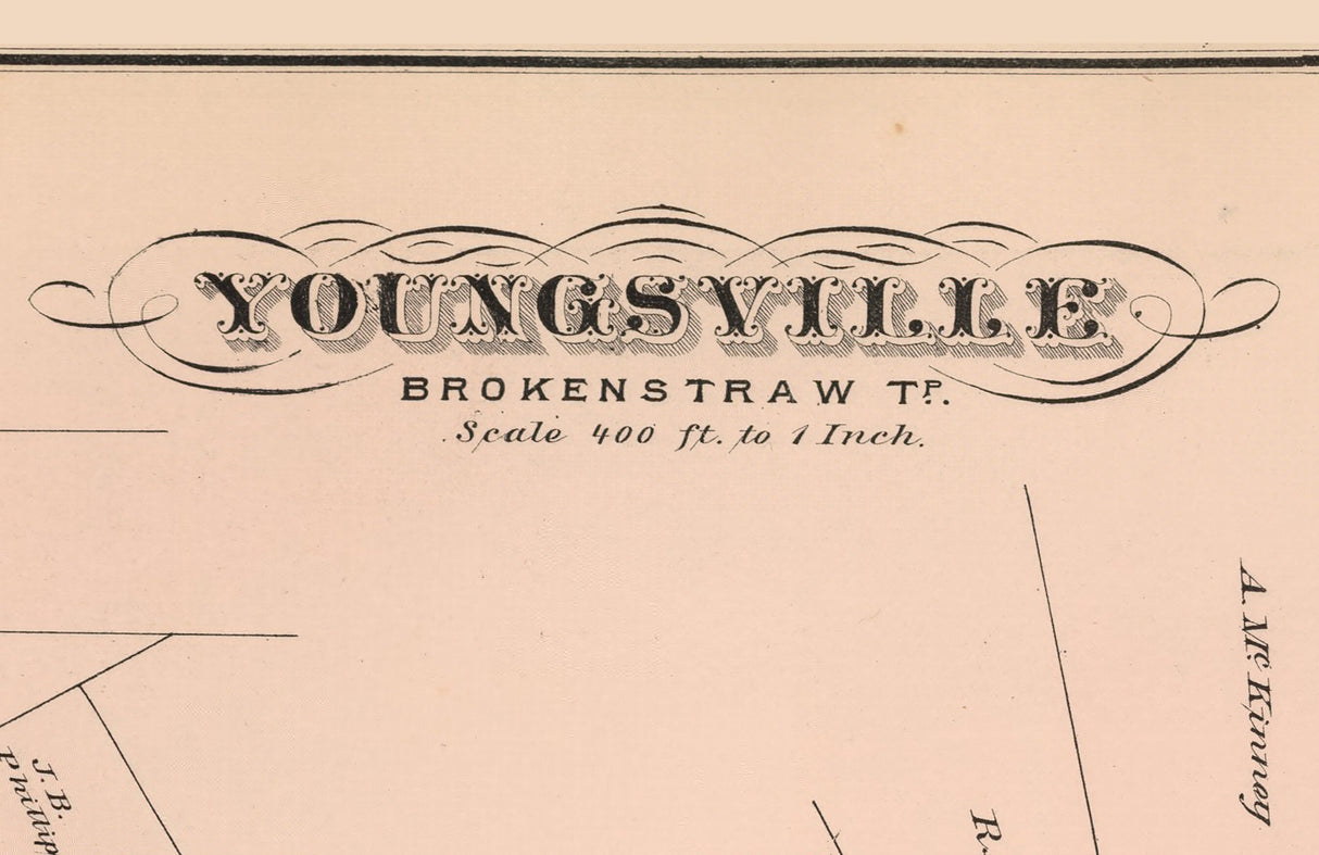 1878 Town Map of Youngsville Warren County Pennsylvania