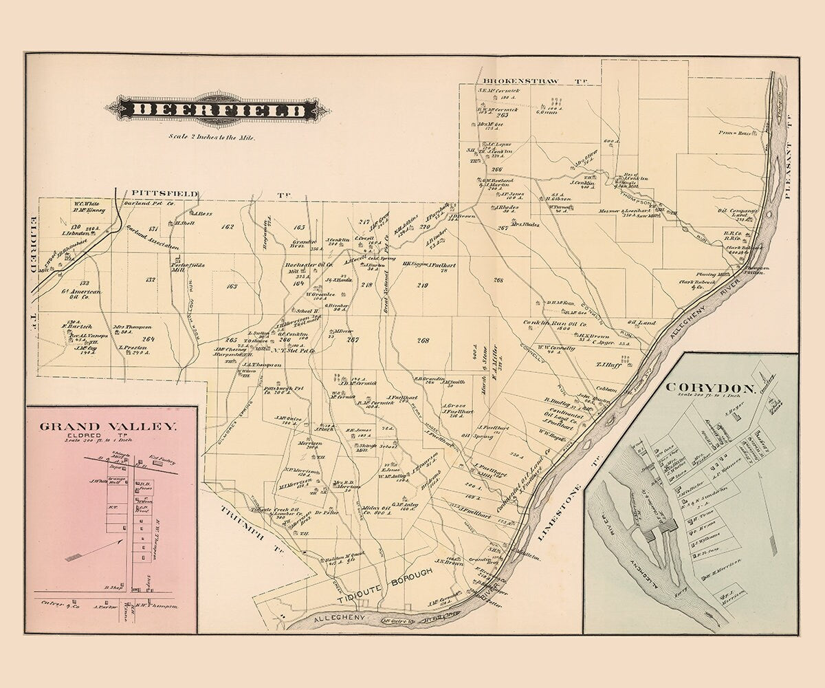 1878 Map of Deerfield Township Warren County Pennsylvania