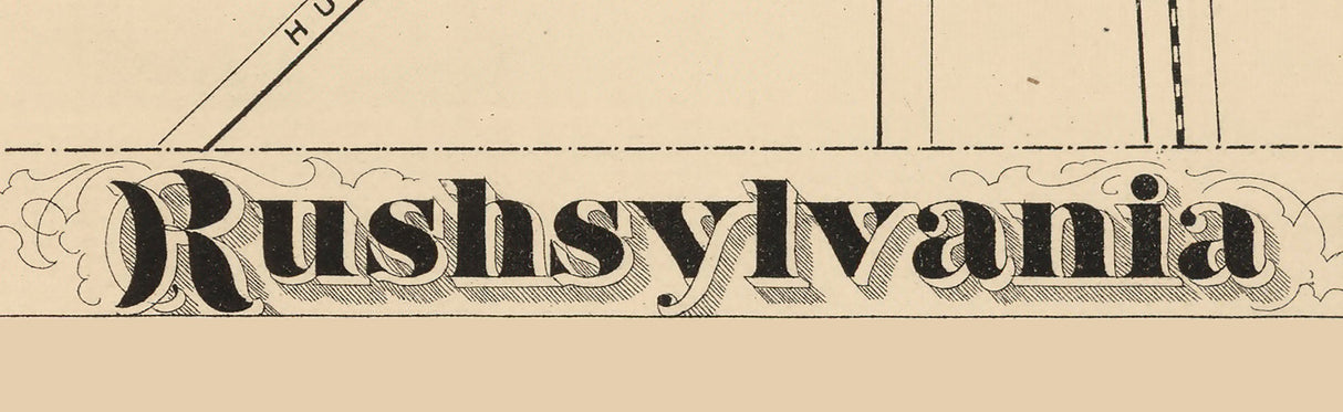 1875 Town Map of Rushsylvania Logan County Ohio