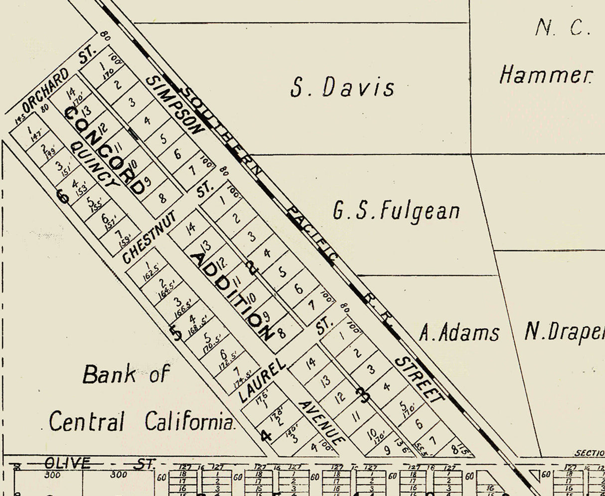 1891 Map of Kingsburg Fresno County California