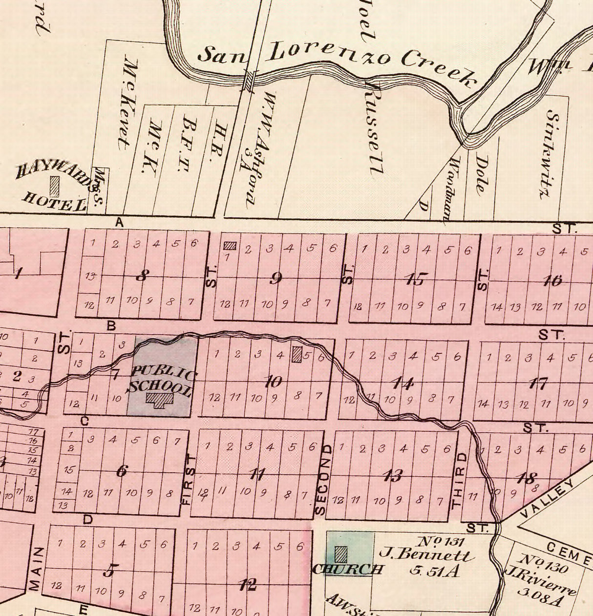1878 Map of Haywards Alameda County California