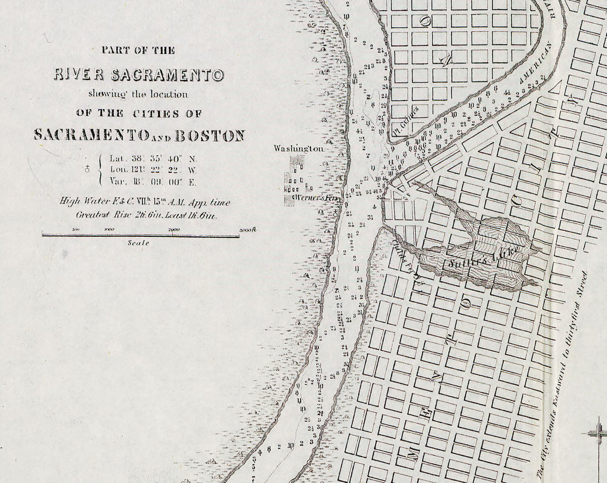 1850 Nautical Chart of the Sacramento River California