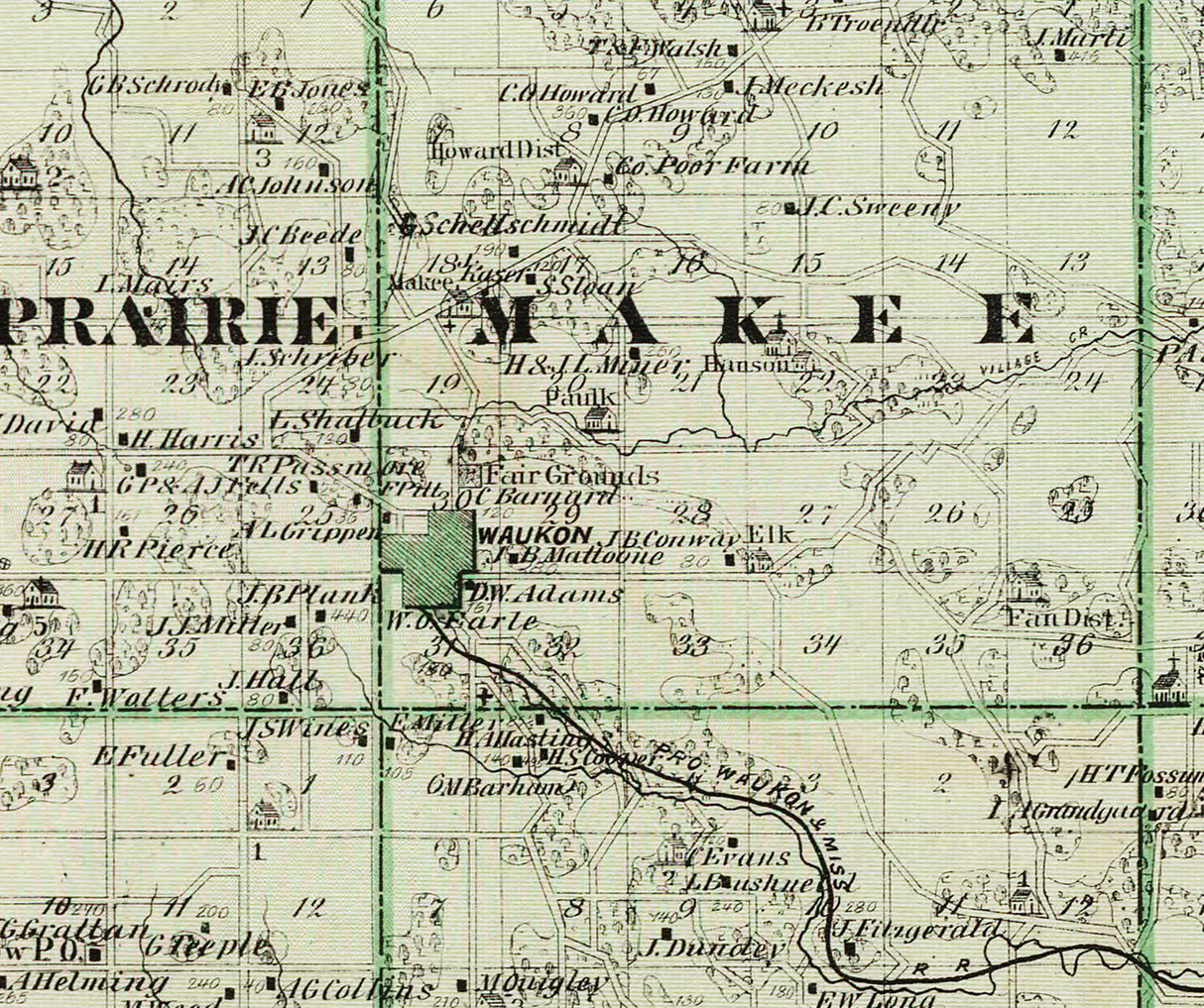 1875 Map of Allamakee County Iowa