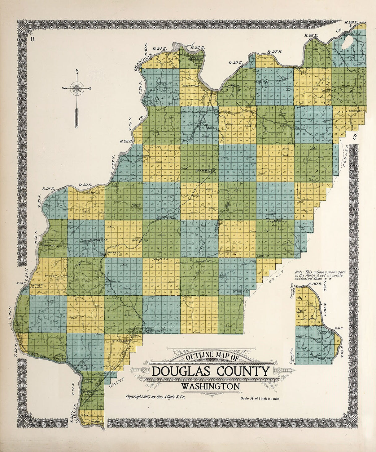 1915 Map of Douglas County Washington