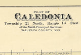 1889 Map of Caledonia Township Waupaca County Wisconsin