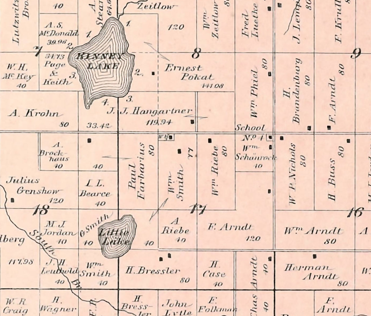 1889 Map of Dupont Township Waupaca County Wisconsin