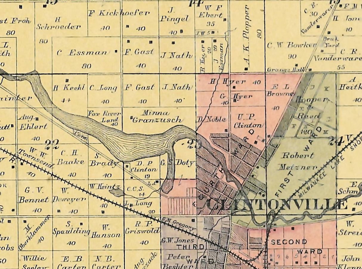 1889 Map of Larrabee Township Waupaca County Wisconsin