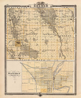 1875 Map of Bremer County Iowa Waverly