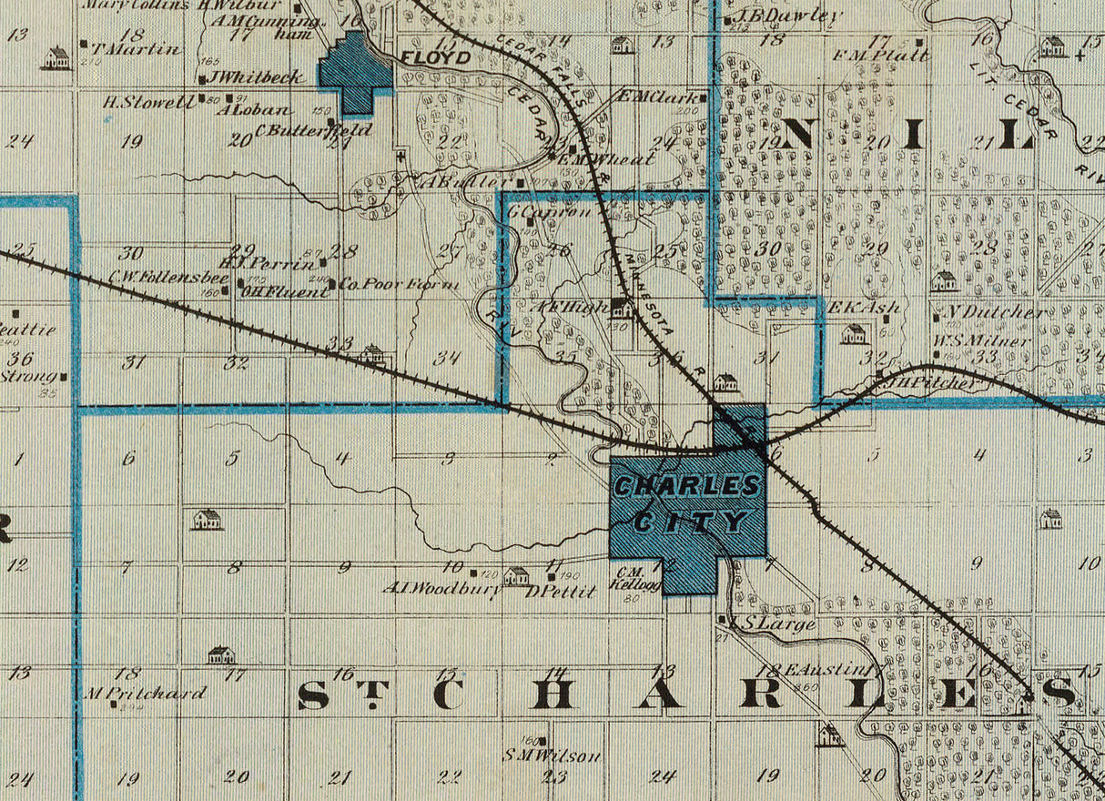 1875 Map of Floyd County Iowa