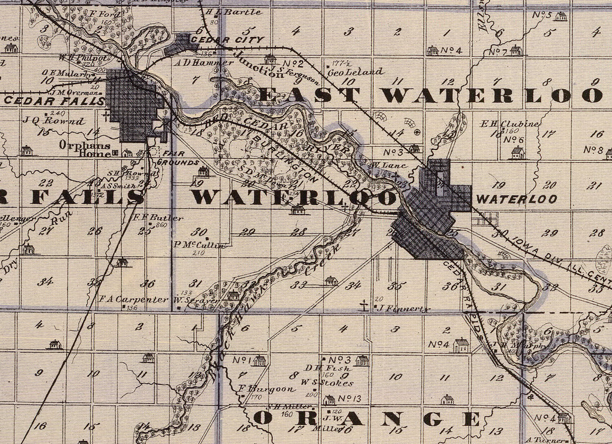 1875 Map of Black Hawk County Iowa