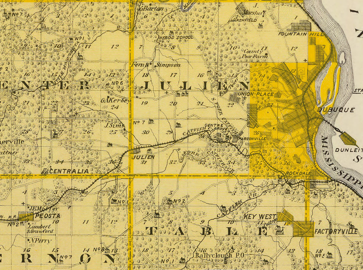 1875 Map of Dubuque County Iowa
