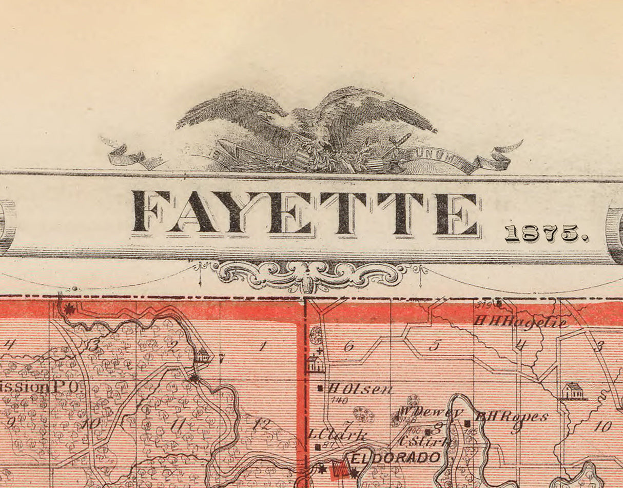 1875 Map of Fayette County Iowa