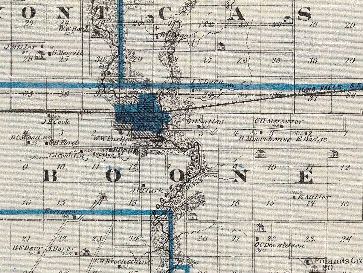 1875 Map of Hamilton County Iowa