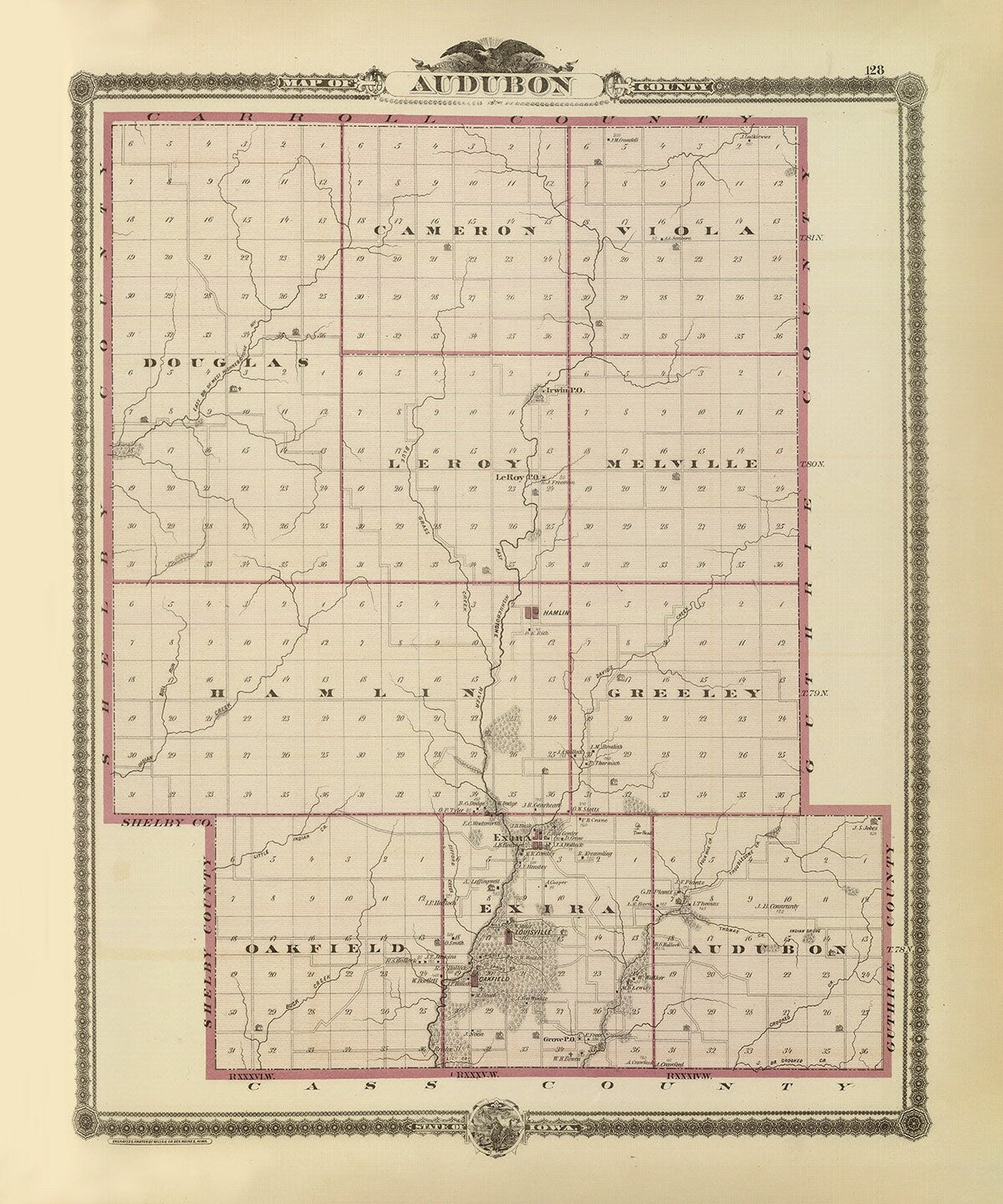 1875 Map of Audubon County Iowa