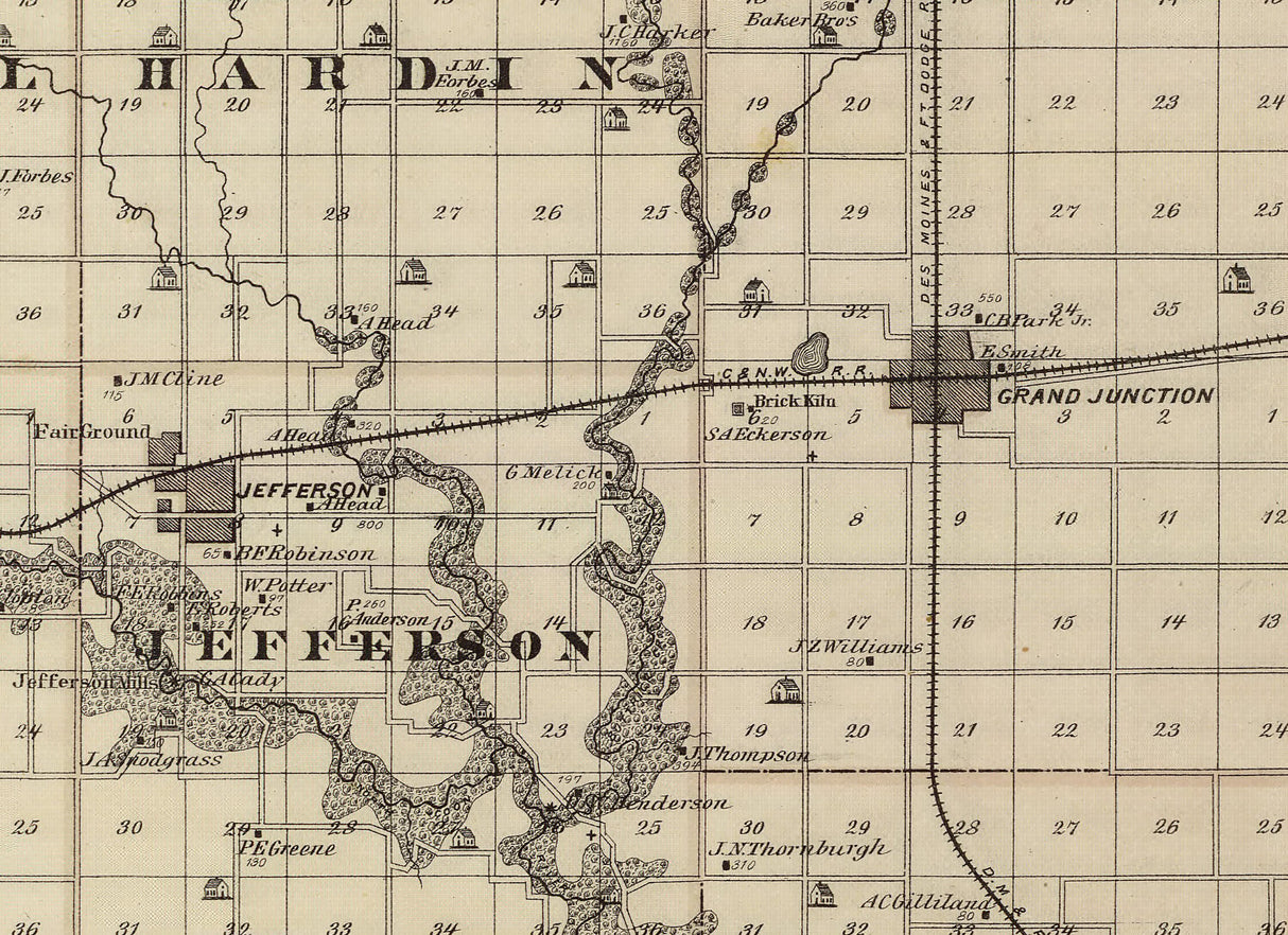 1875 Map of Greene County Iowa