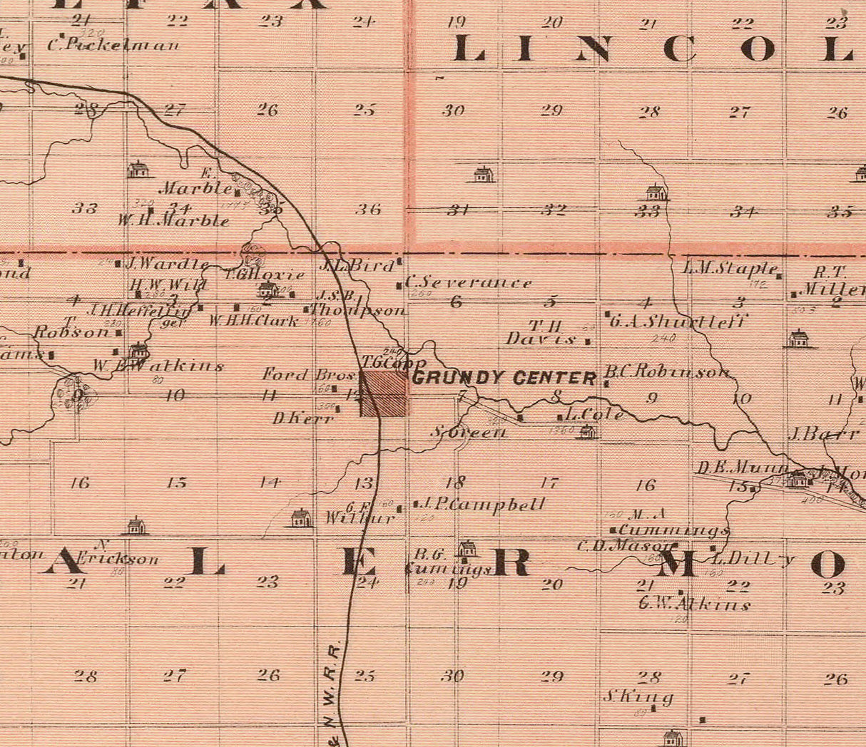 1875 Map of Grundy County Iowa