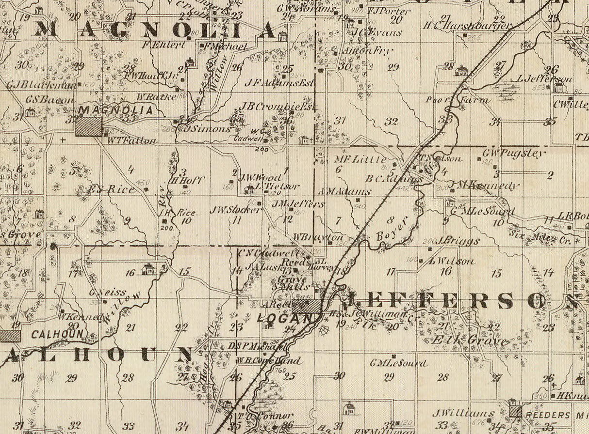 1875 Map of Harrison County Iowa