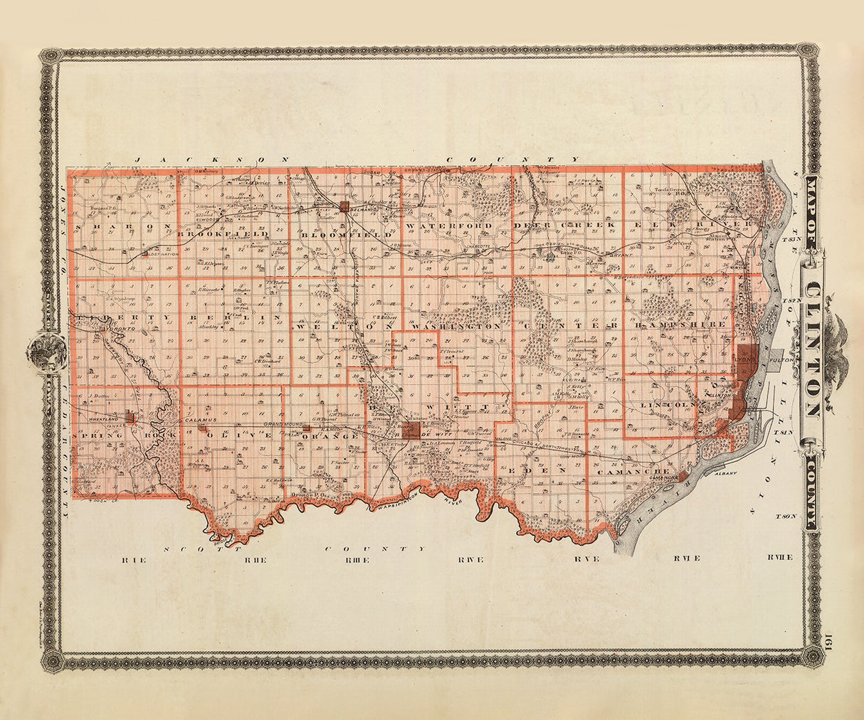 1875 Map of Clinton County Iowa