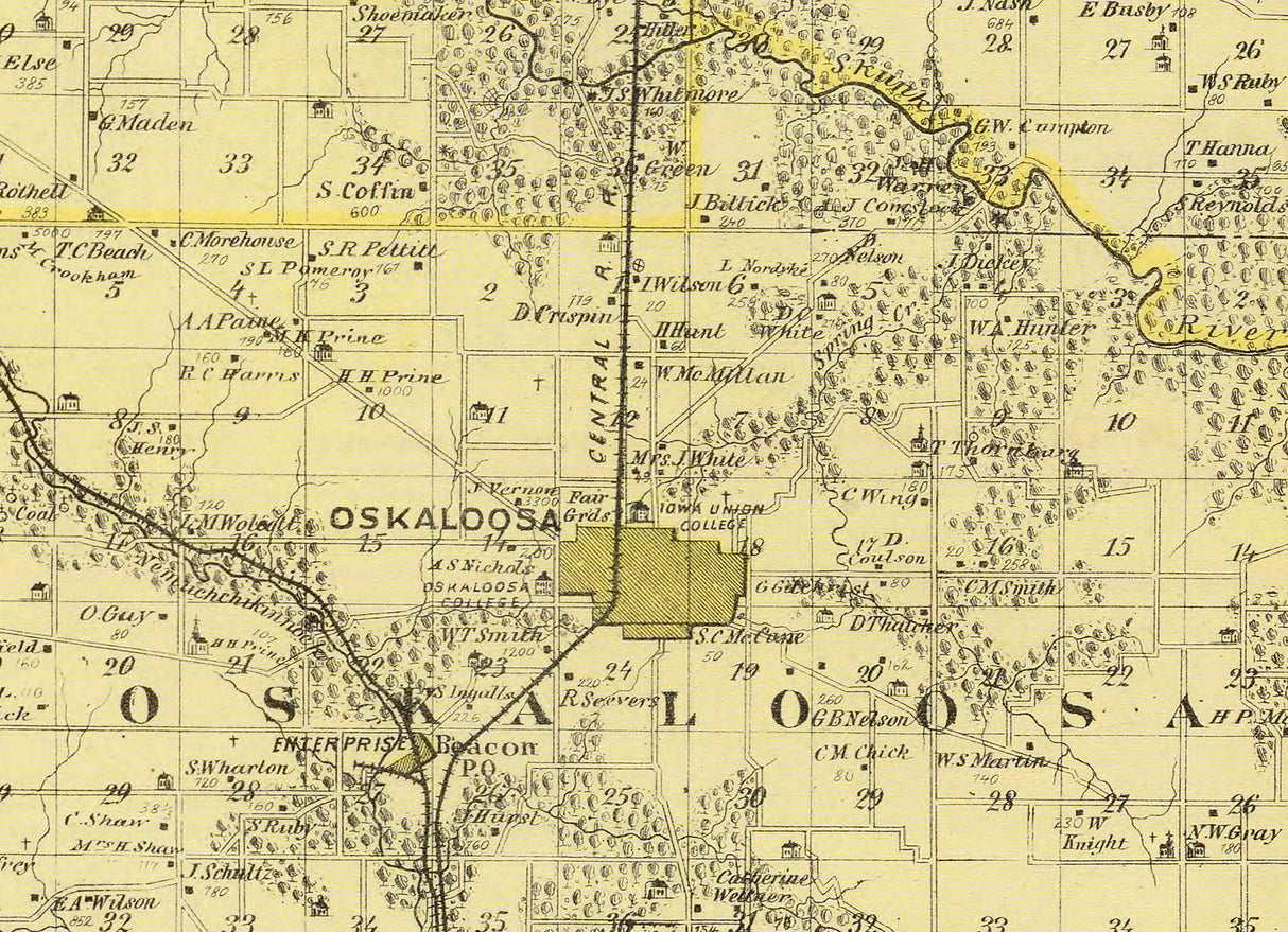 1875 Map of Mahaska County Iowa