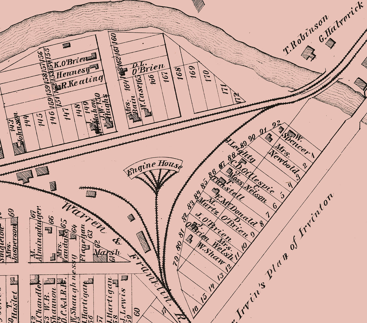 1878 Town Map of Irvineton Warren County Pennsylvania