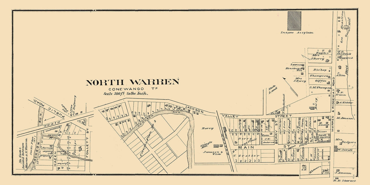 1878 Town Map of North Warren Warren County Pennsylvania