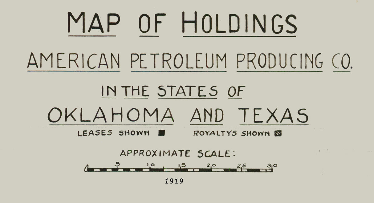 1919 Map of Oklahoma and Texas Petroleum Leases